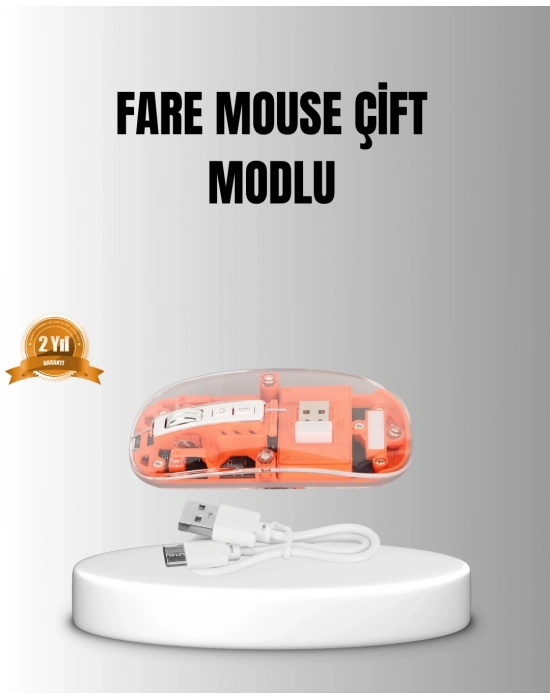 ® Çift Modlu Kablosuz Bluetooth 5.0 + 2.4GHz Mouse – 3 Cihaz Bağlantılı, Hızlı Geçiş Düğmeli