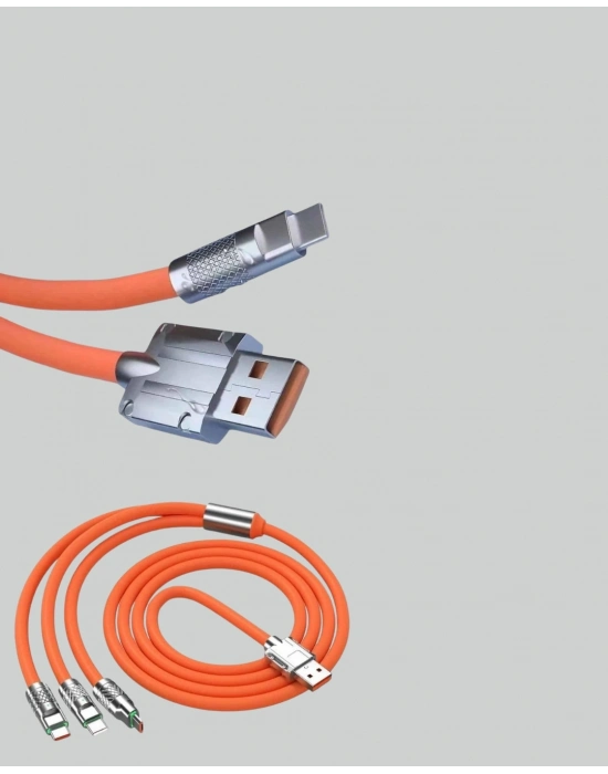 ® Çinko Alaşımlı Uçlu 120 W Şarj Kablosu – Dolaşmaya Dayanıklı 1,2 m USB Kablo