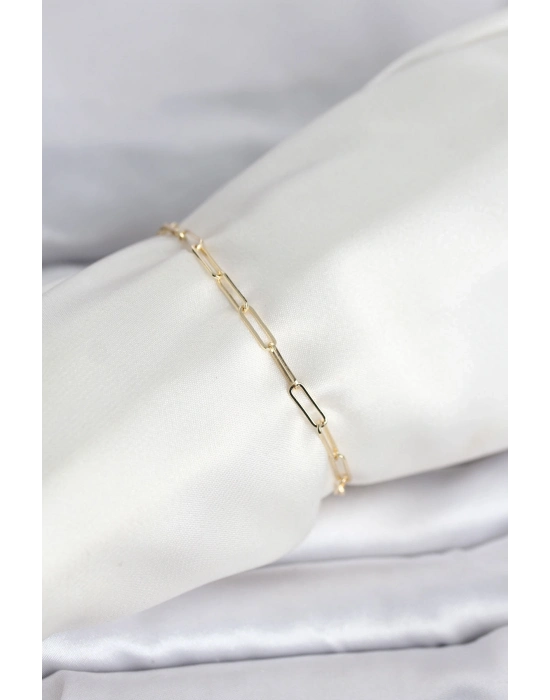 ® CM 14K Gold Renk Ataç Zincir Model Kadın Bileklik