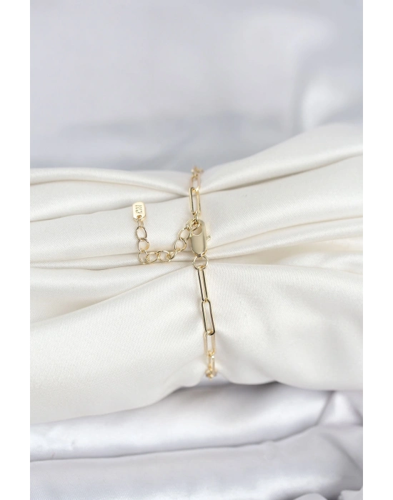 ® CM 14K Gold Renk Ataç Zincir Model Kadın Bileklik