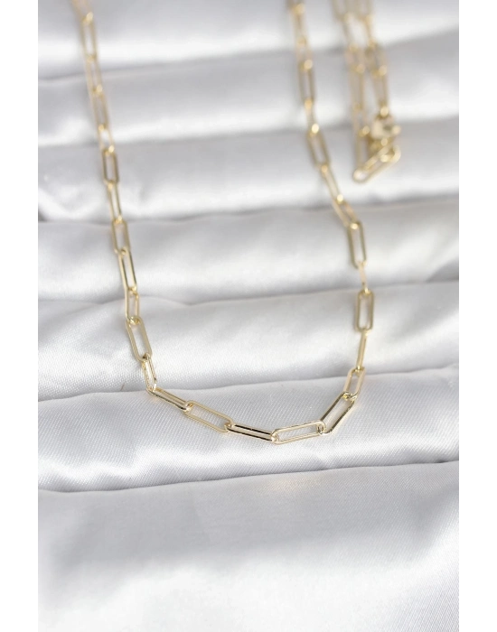 ® CM 14K Gold Renk Ataç Zincirli Model 60 cm Kadın Kolye