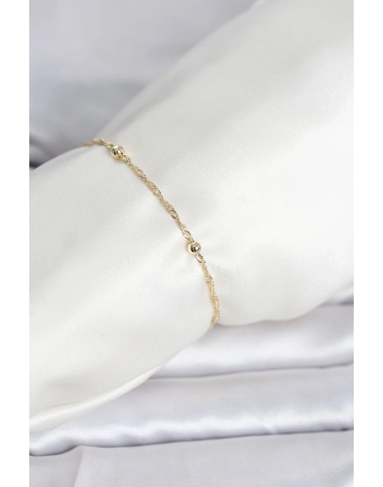 ® CM 14K Gold Renk Burgu Topçuk Model Kadın Bileklik