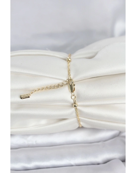 ® CM 14K Gold Renk Burgu Topçuk Model Kadın Bileklik