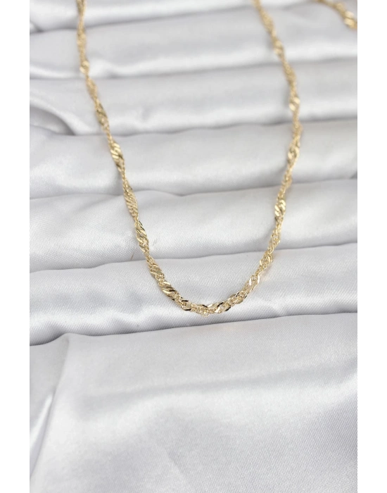 ® CM 14K Gold Renk Burgu Yassı Model 60 cm Kadın Kolye