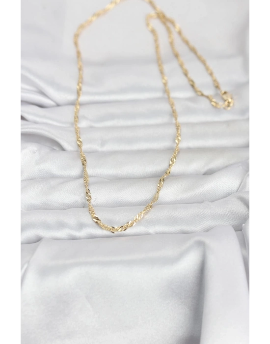 ® CM 14K Gold Renk Burgu Yassı Model 60 cm Kadın Kolye