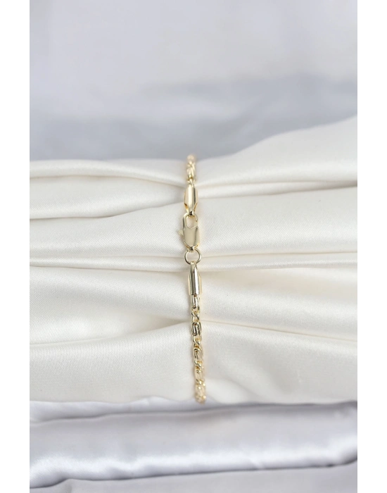 ® CM 14K Gold Renk Burgu Zincirli Model Kadın Bileklik