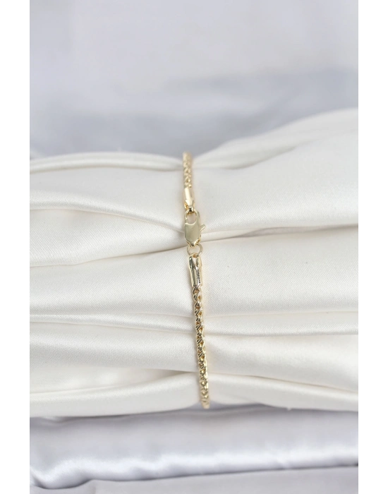 ® CM 14K Gold Renk Burgulu Zincir Model Kadın Bileklik