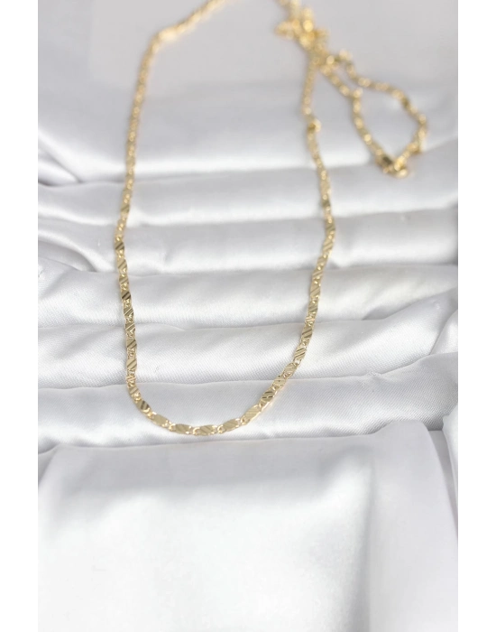 ® CM 14K Gold Renk Çizgi Lazer Model 60 cm Kadın Kolye