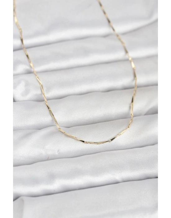 ® CM 14K Gold Renk Çubuk Kesme Zincir Model 60 cm Kadın Kolye