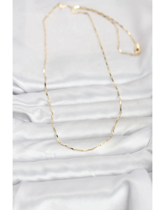 ® CM 14K Gold Renk Çubuk Kesme Zincir Model 60 cm Kadın Kolye