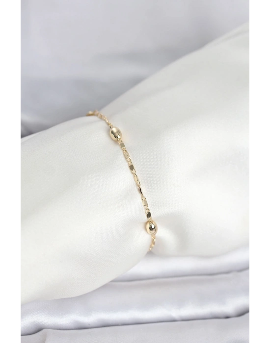 ® CM 14K Gold Renk Damla Topçuk Model Kadın Bileklik