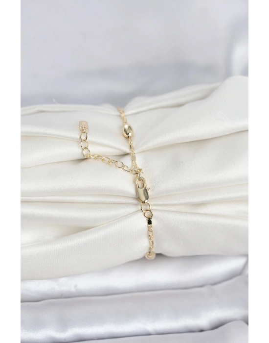 ® CM 14K Gold Renk Damla Topçuk Model Kadın Bileklik