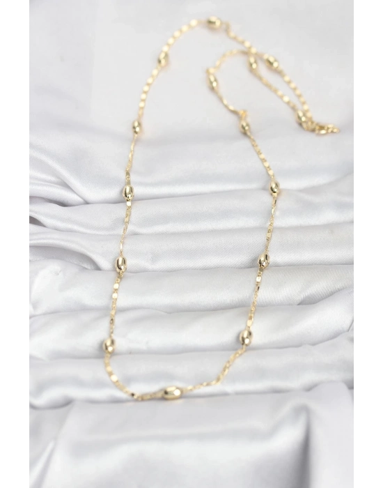 ® CM 14K Gold Renk Damla Topçuklu Zincir Model 60 cm Kadın Kolye
