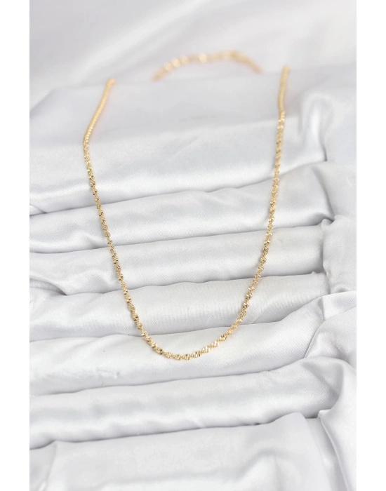 ® CM 14K Gold Renk Ezme Burgu Zincir Model 60 cm Kadın Kolye