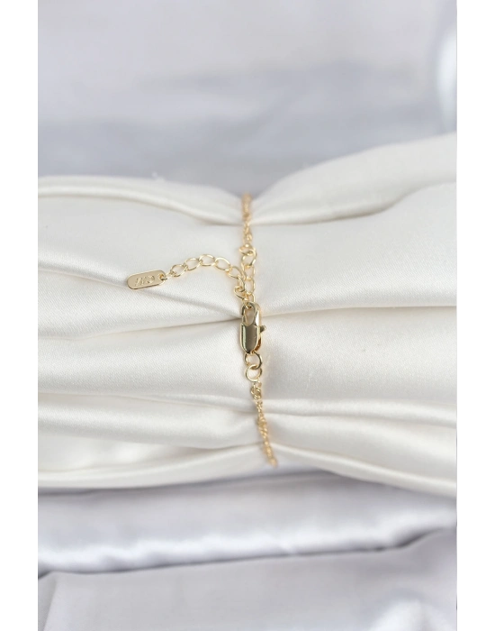 ® CM 14K Gold Renk Ezme Burgu Zincir Model Kadın Bileklik