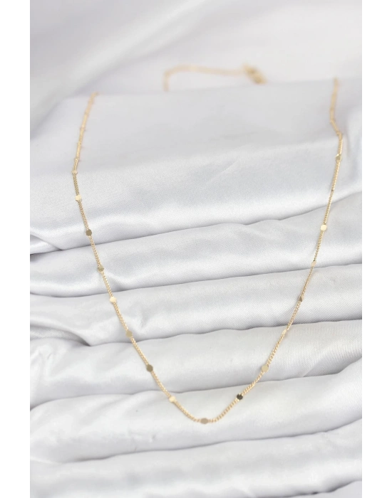 ® CM 14K Gold Renk Ezme Pul Model 60 cm Kadın Kolye