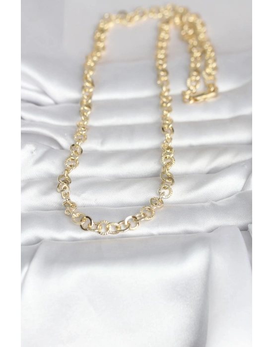 ® CM 14K Gold Renk Kalın Halka Zincirli 60 cm Kadın Kolye