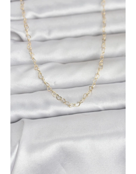 ® CM 14K Gold Renk Kalp Zincirli 60 cm Kadın Kolye