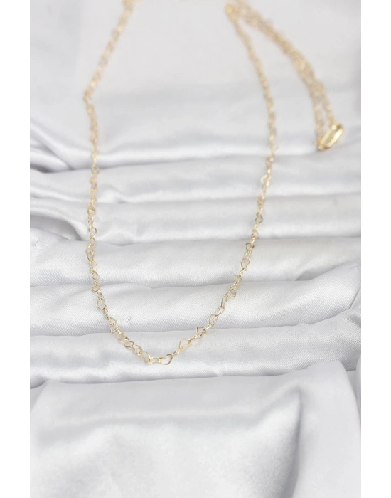 ® CM 14K Gold Renk Kalp Zincirli 60 cm Kadın Kolye