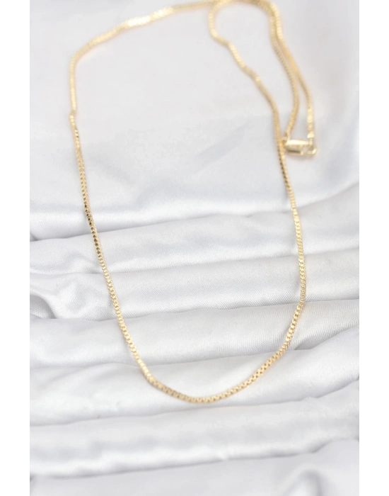 ® CM 14K Gold Renk Kare Zincirli Model 60 cm Kadın Kolye