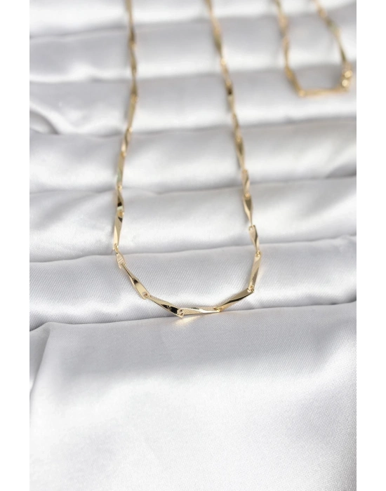 ® CM 14K Gold Renk Kesme Çubuk Zincirli Model 60 cm Kadın Kolye