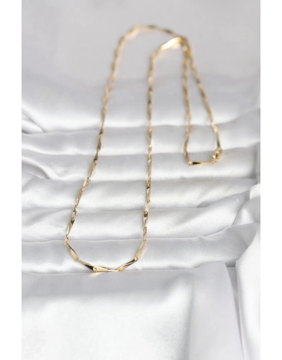 ® CM 14K Gold Renk Kesme Çubuk Zincirli Model 60 cm Kadın Kolye