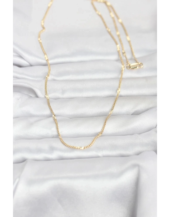 ® CM 14K Gold Renk Lazer Puntalı Model 60 cm Kadın Kolye