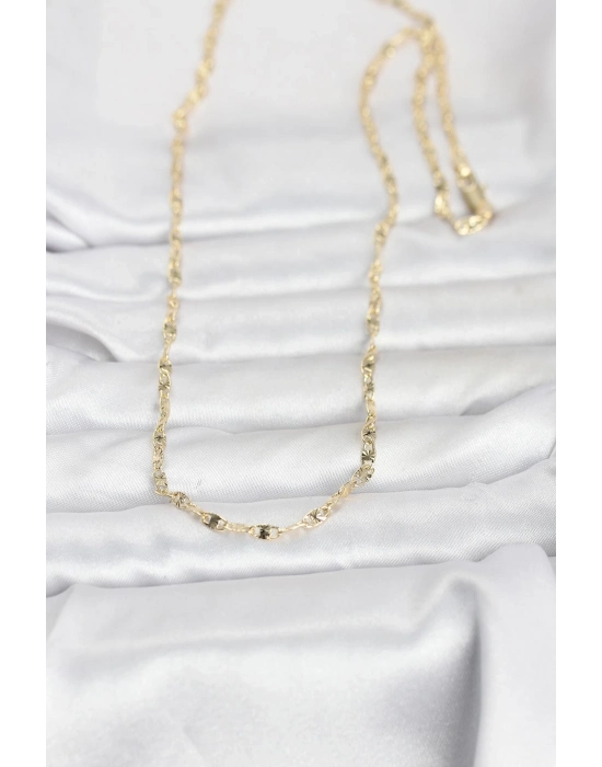 ® CM 14K Gold Renk Lazerli Gemici Zincir Model 60 cm Kadın Kolye