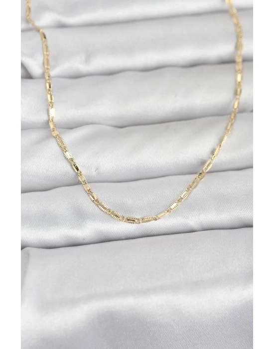 ® CM 14K Gold Renk Lazerli Zincir Model 60 cm Kadın Kolye