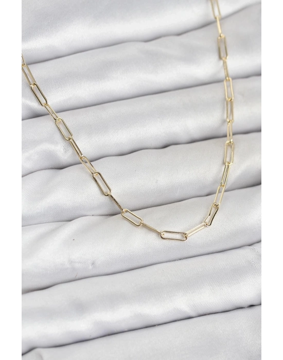 ® CM 14K Gold Renk Pirinç Ataç Zincir Kadın Kolye