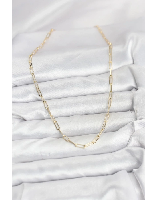 ® CM 14K Gold Renk Pirinç Ataç Zincir Kadın Kolye