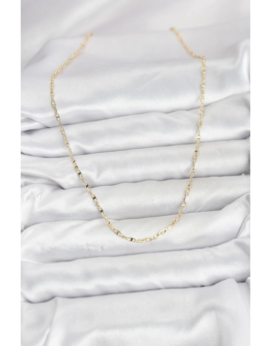 ® CM 14K Gold Renk Pirinç Gemi Zinciri Model Kadın Kolye