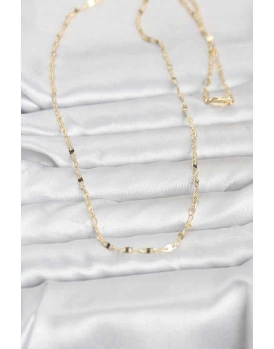 ® CM 14K Gold Renk Yassı Gemici Zincir Model 60 cm Kadın Kolye