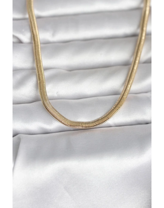 CM 14K Gold Renk Yassı Yılan Zincir Model 45 cm Kadın Kolye