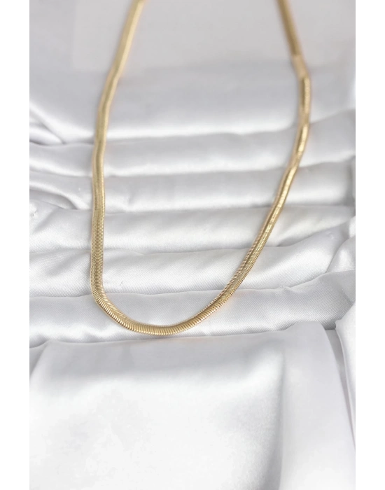 ® CM 14K Gold Renk Yassı Yılan Zincir Model 45 cm Kadın Kolye