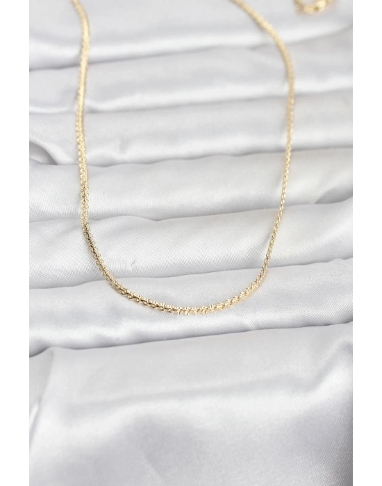 ® CM 14K Gold Renk Yassı Zincir Model 60 cm Kadın Kolye