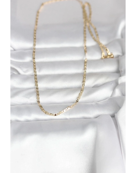 ® CM 14K Gold Renk Yassı Zincir Model 60 cm Kadın Kolye