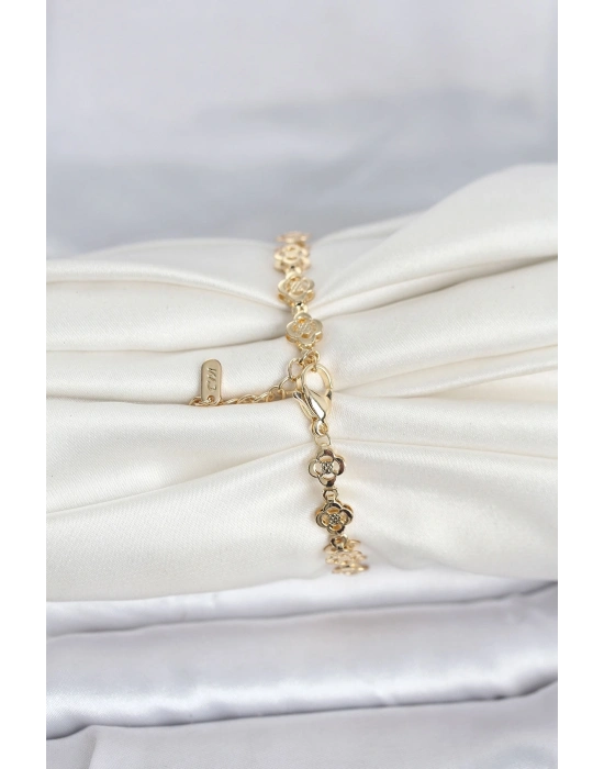 ® CM 14K Gold Renk Yonca Model Kadın Bileklik