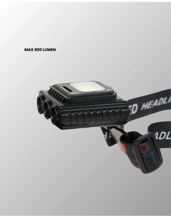 COB + XPE LED Kafa Feneri 800 Lumen USB Type C Şarjlı Çok Modlu