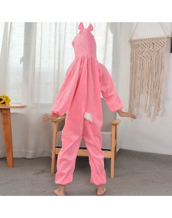 Çocuk Tavşan Kostümü Pembe Renk 4-5 Yaş 100 cm