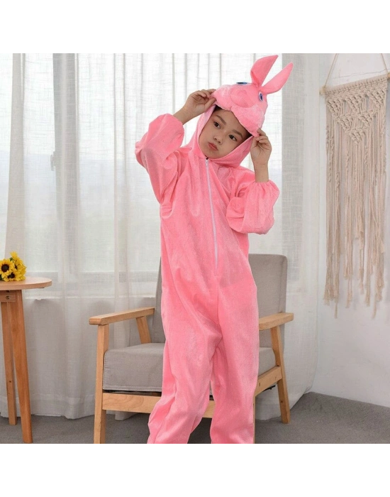 Çocuk Tavşan Kostümü Pembe Renk 4-5 Yaş 100 cm
