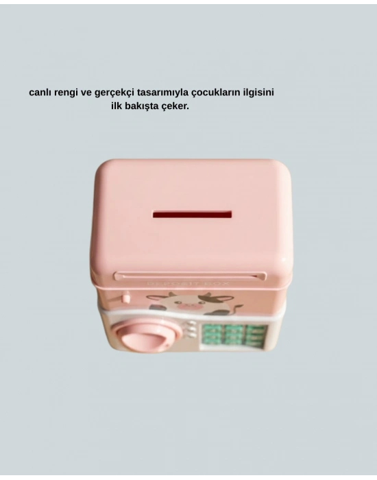 ® Çocuklar İçin Pembe ATM Görünümlü Elektronik Kumbara