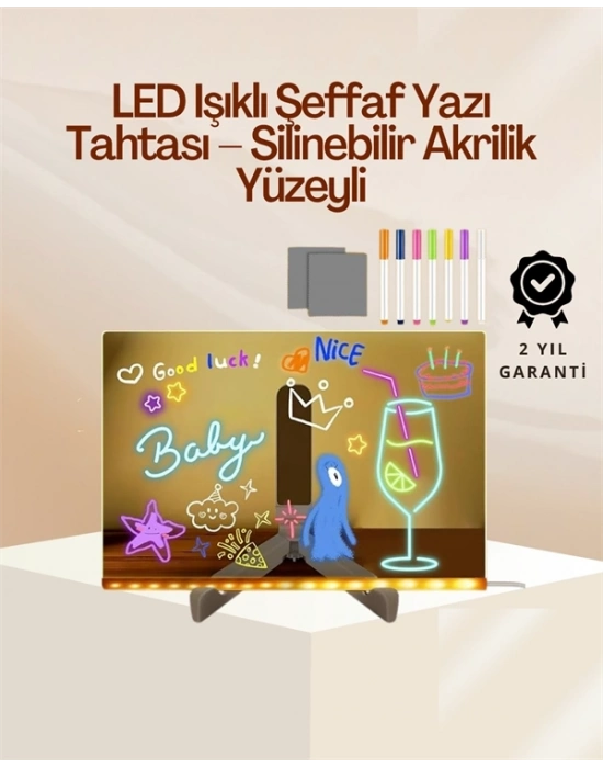 ® Çocuklar İçin Renkli LED Mesaj Tahtası – Neon Kalemli, Eğlenceli ve Yaratıcı Yazı Panosu