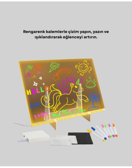 ® Çocuklar ve Yetişkinler İçin USB LED Işıklı Çizim Panosu