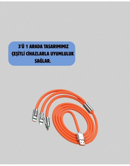 ® Çoklu Cihaz Dostu 120 W Hızlı Şarj Kablosu – Tek Kablo ile Her Cihaz Elinizin Altında
