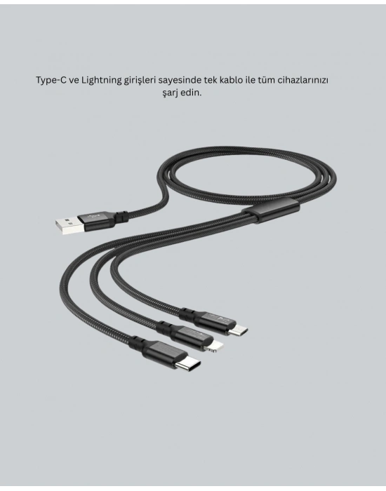 ® Çoklu USB Şarj Kablosu – 1,2m Hızlı Şarj, 3A Güçlü Akım