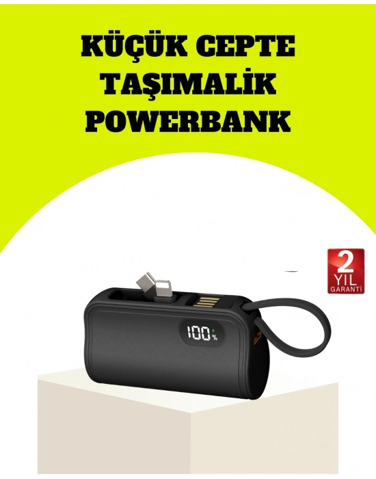 Dahili Type-C Konektörlü Mini 2000mAh Powerbank