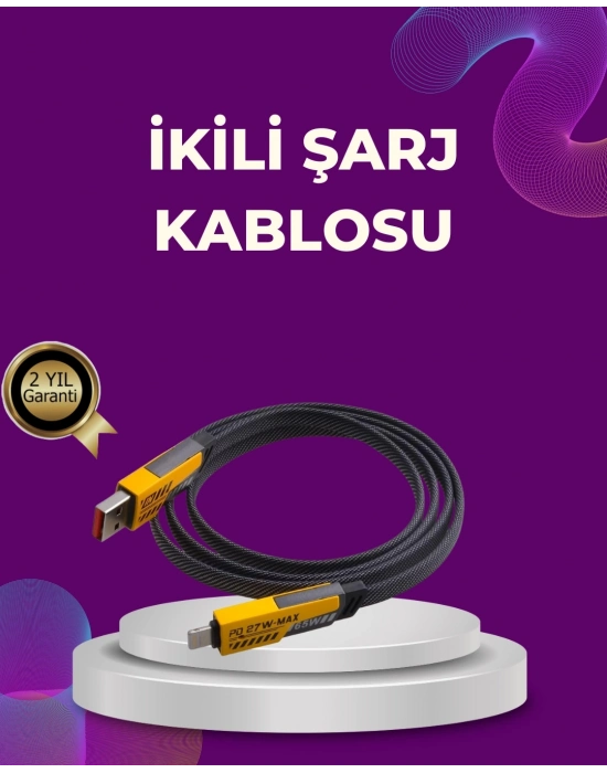 ® Dayanıklı 4’ü 1 Arada Çok Fonksiyonlu Hızlı Şarj Veri Kablosu