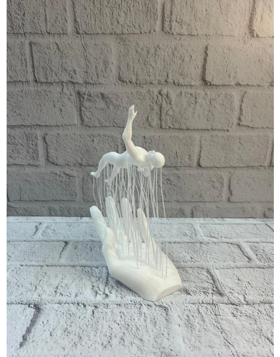 ® Dekoratif El Üzerinde İnsan Figürü Beyaz Minimal Sanatsal Biblo