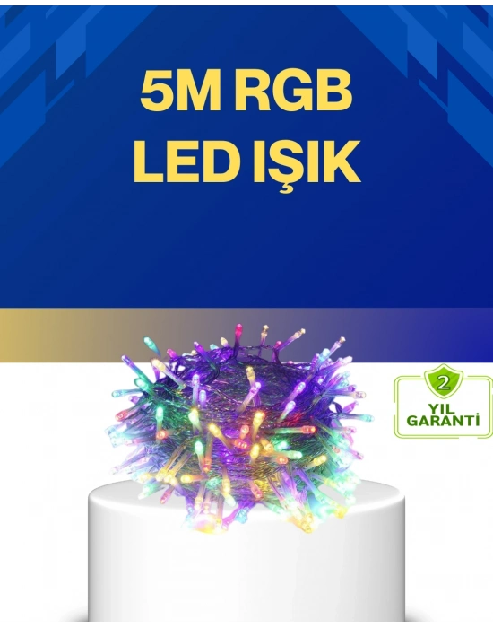 Dekoratif Peri Led 5 m 50 Ampullü Şeffaf Kablo Aydınlatma